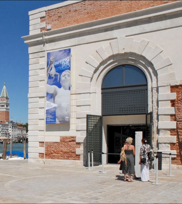 View of the entrance of Palazzo Grassi in Venice